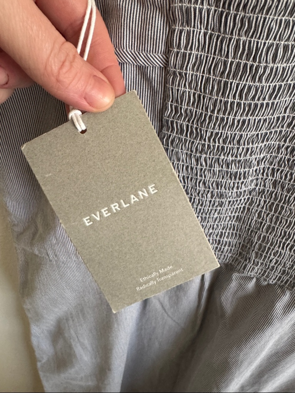 NWT Everlane size 12 pinstripe Button-Front Midi Picnic Dress - Picture 3 of 7